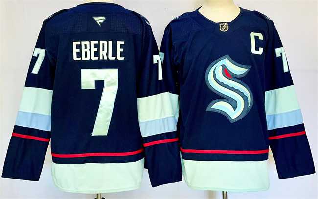 Men%27s Seattle Kraken #7 Jordan Eberle Navy 2024-25 Home Stitched Hockey Jersey